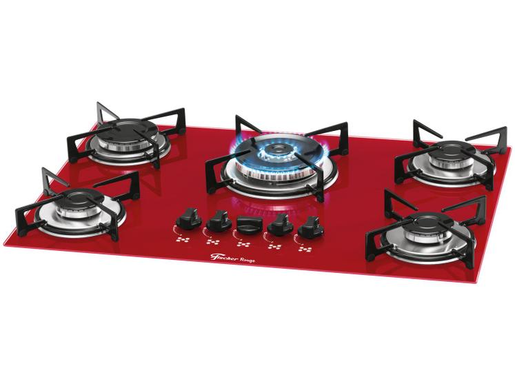 Cooktop 5 Bocas Fischer Vermelho - Tc Rouge - Gás Bivolt - 1743-15738 Cooktop 5 Bocas Fischer Vermelho - Tc Rouge - Gás Bivolt - 1743-15738