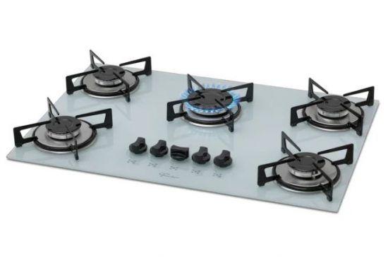 Imagem de Cooktop 5 Bocas Gás Mesa Vidro Branco - Fischer