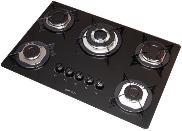 Imagem de Cooktop 5 Bocas Grades de Aço Esmaltado Nardelli Preto/Inox Bivolt