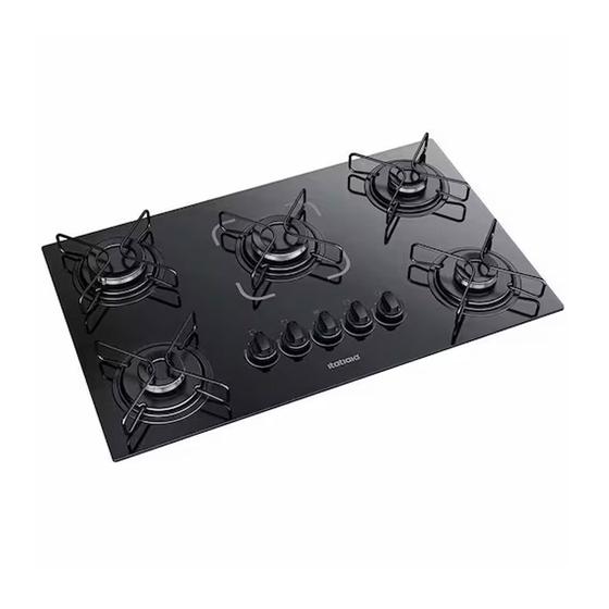 Imagem de Cooktop 5 Bocas Mesa De Vidro Itatiaia Essencial Preto - Biv
