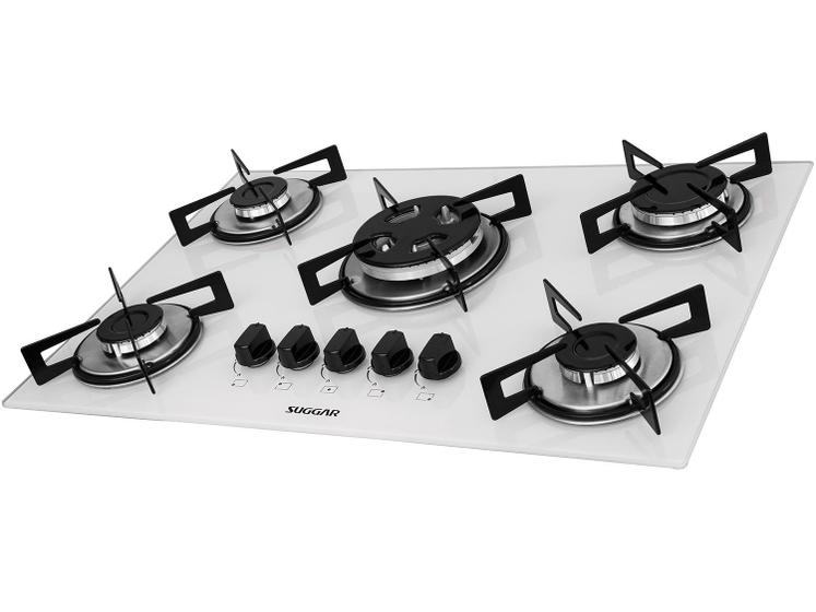 Imagem de Cooktop 5 Bocas Suggar Branco Gás GLP Tripla-Chama