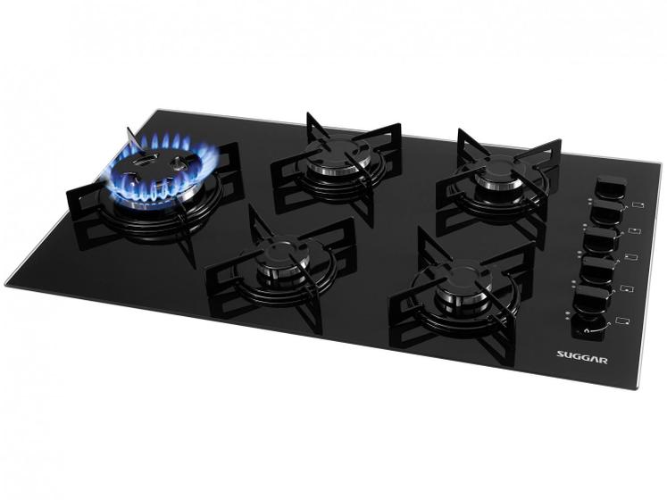 Cooktop 5 Bocas Suggar Preto à Gás GLP - Tripla-Chama FG5535VP ...