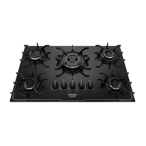 Imagem de Cooktop 5 Bocas Tripla Chama Vidro Temperado Itatiaia Itamaster Preto - Bivolt