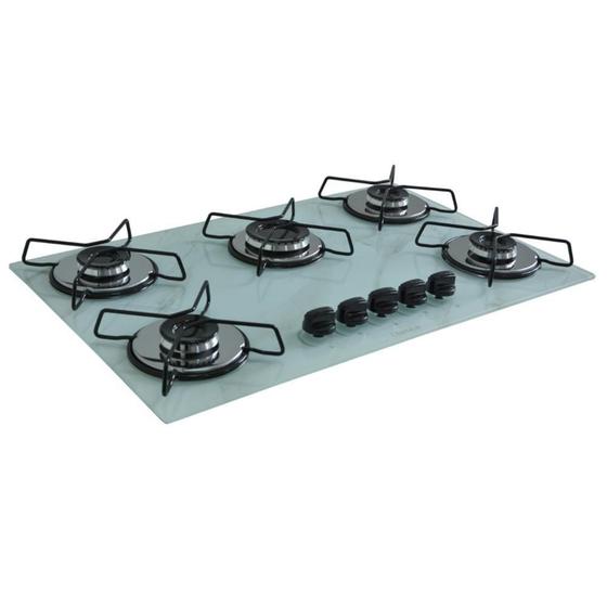 Imagem de Cooktop 5 Bocas Ultra Chama - Marmorizado Branco - Chamalar