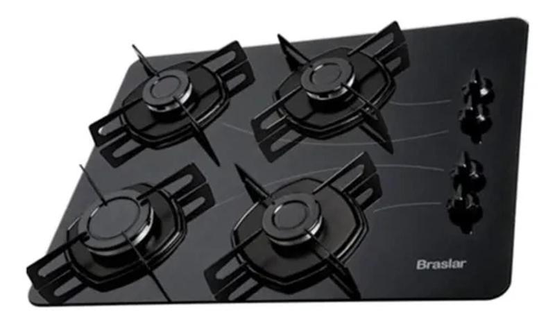 Imagem de Cooktop A Gás 4 Bocas Braslar Pop Automático Preto Bivolt