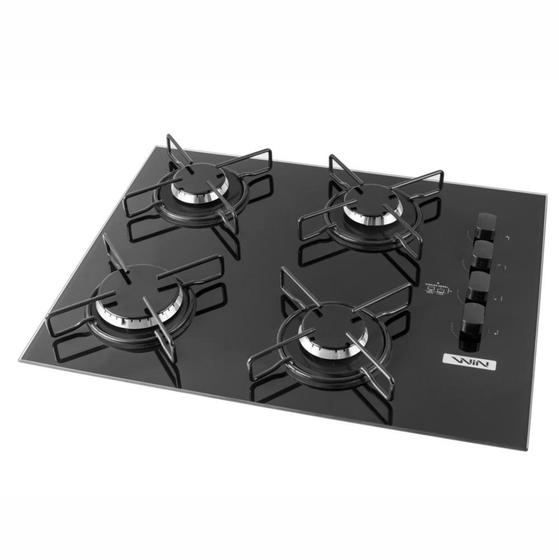 Cooktop a Gás 4 Bocas Win 4QPR Bivolt Vidro Pretoc Menor preço em Cooktop a Gás 4 Bocas Win 4QPR Bivolt Vidro Pretoc