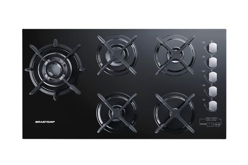 Cooktop à Gás Brastemp 5 Bocas BDT86AE Quadrichama Timer Touch Trempe