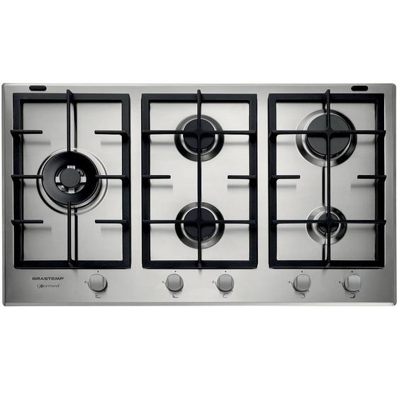 Imagem de Cooktop a Gás Brastemp 5 Queimadores Inox 90cm 220V BDK90DRBNA