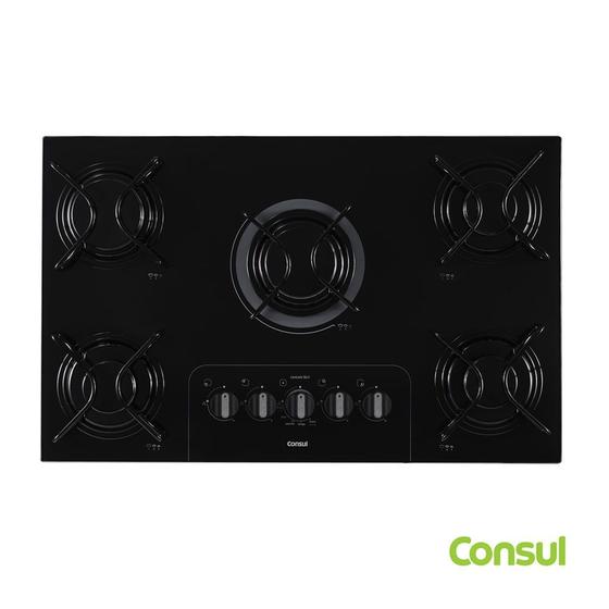 Imagem de Cooktop a Gás de 05 Bocas Consul com Acendimento Super Automático Preto - CD075AE