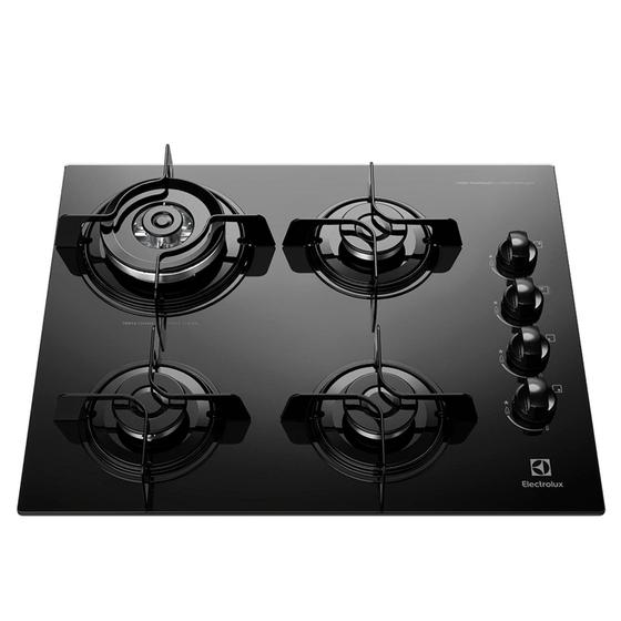 Imagem de Cooktop a Gás Electrolux em Vidro com 04 Bocas, Acendimento Super Automático, Queimador Tripla-Chama Preto - KE4TP
