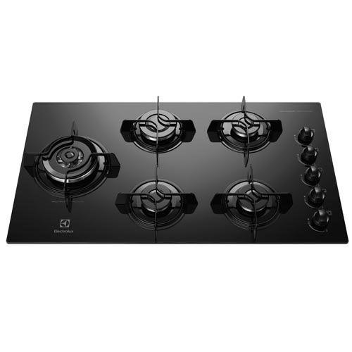 Cooktop a Gás Electrolux em Vidro com 5 Bocas com Queimador Tripla