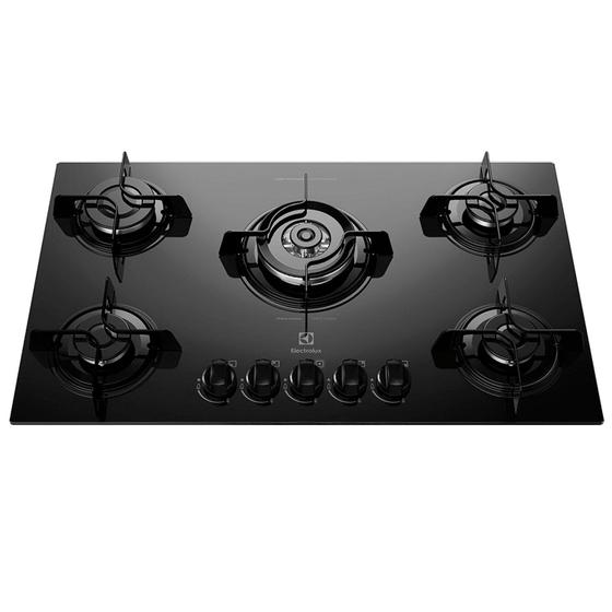 Imagem de Cooktop a Gás Electrolux Mesa em Vidro com 05 Bocas, Acendimento Super Automático e Tripla-Chama, Preto - KE5TP