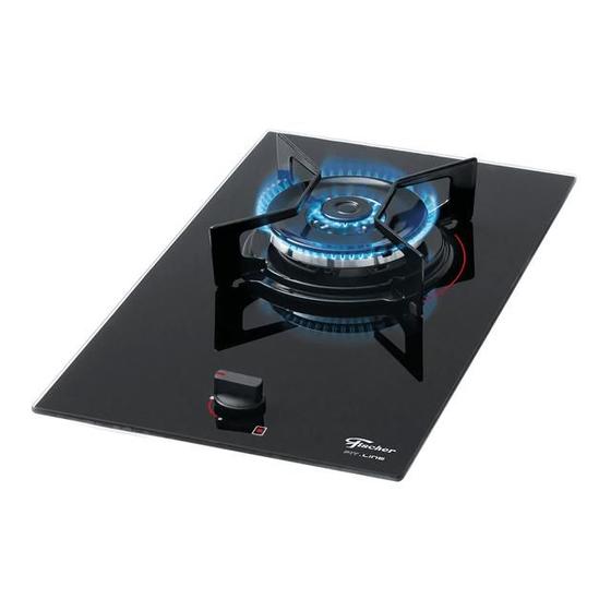 Imagem de Cooktop a Gás Fischer 1 Boca Tripla Chama Fit Line com Mesa de Vidro Preto Bivolt