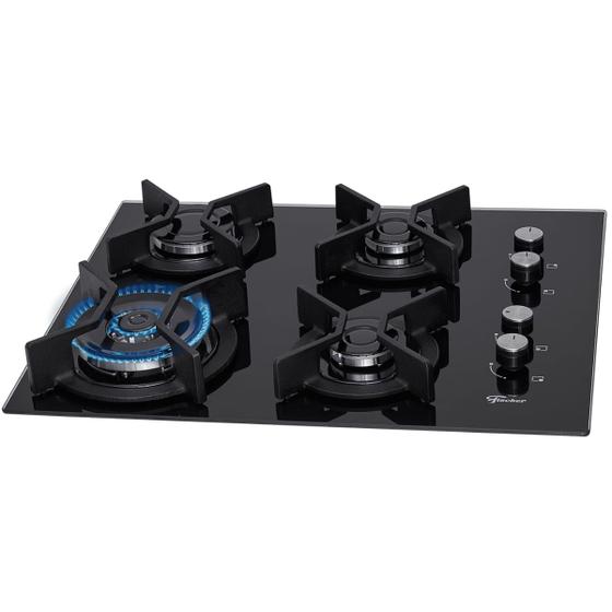 Imagem de Cooktop a Gás Fischer Infinity 4Q Vidro Preto Bivolt 26297-57076