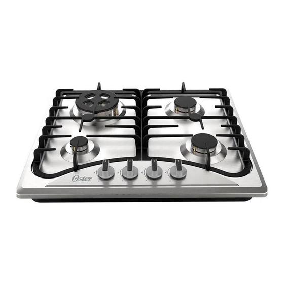 Imagem de Cooktop A Gás Inox 4 Bocas Oster Semiprofissional Otop601