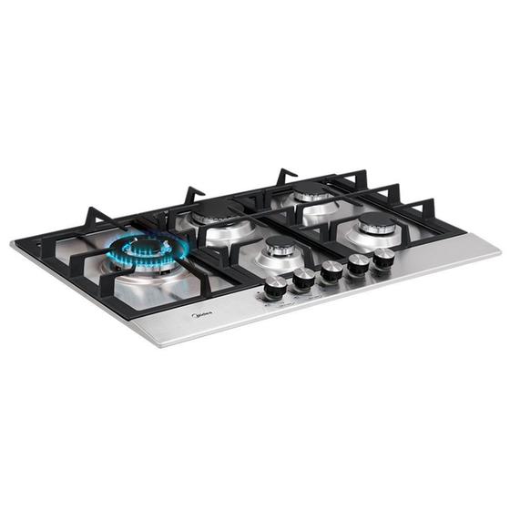 Cooktop a GAs Midea 5 Bocas SuperautomAtico Mesa Inox Tripla Chama