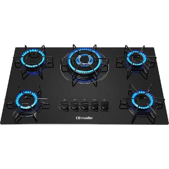 Imagem de Cooktop a Gás Mueller 5 Bocas Tripla Chama Preto MCG135BG1  Bivolt