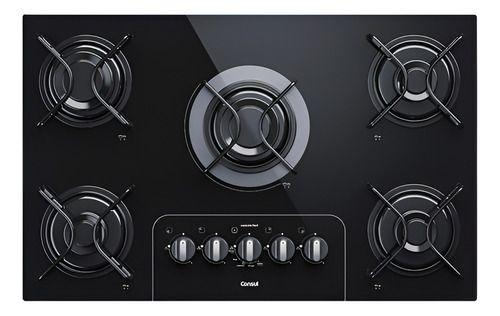 Imagem de Cooktop A Gas Preto 5 Bocas Consul Cd075ae 11400w Bivolt