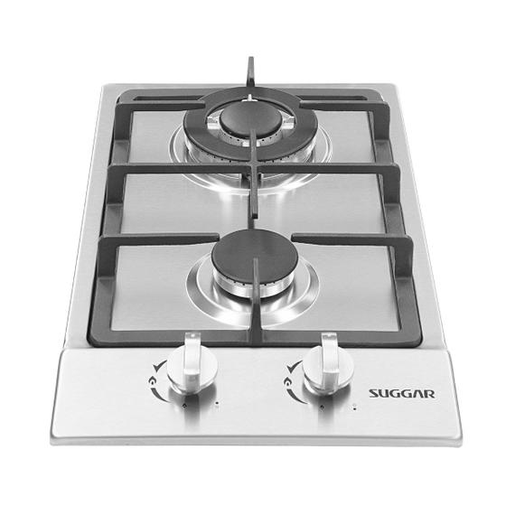 Imagem de Cooktop à Gás Suggar 2 Bocas Inox Tripla Chama FG2002IX Bivolt