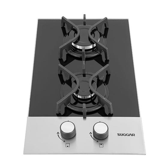 Imagem de Cooktop a Gás Suggar 2Q Mesa de Vidro e Inox Bivolt FG2002FVPIX