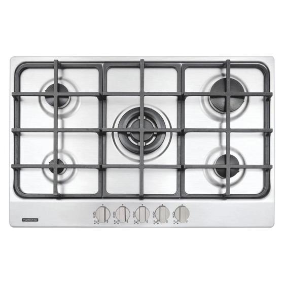 Imagem de Cooktop a Gás Tramontina New Penta em Aço Inox e Trempes em Ferro Fundido com Acendimento Superautomático 5 Queimadores