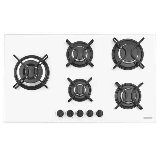 Cooktop a gas tramontina penta side plus 5gg tri 90 em vidro temperado