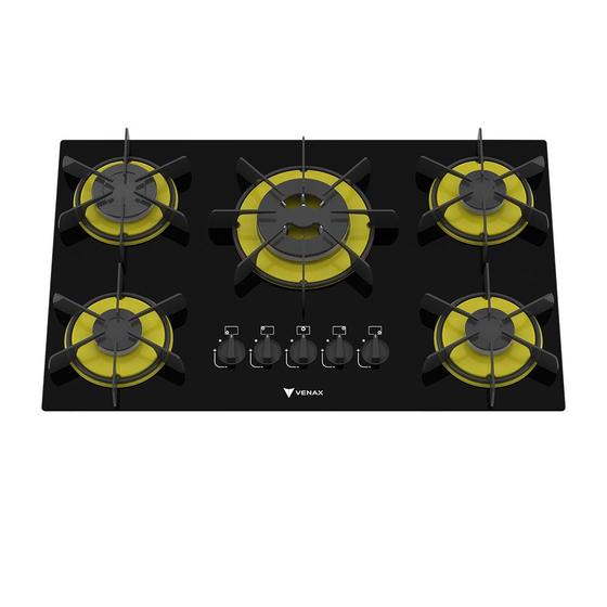 Cooktop arena 5 q preto amarelo gas glp Menor preço em Cooktop arena 5 q preto amarelo gas glp