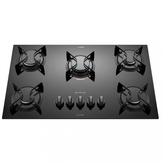 Cooktop 5 Bocas Atlas Preto - U Top - Gás Bivolt - 300001330 Cooktop 5 Bocas Atlas Preto - U Top - Gás Bivolt - 300001330