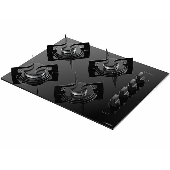 Imagem de Cooktop Atlas UTOP 4 bocas com mesa de vidro preto Bivolt