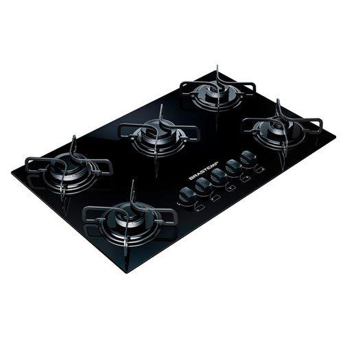 Imagem de Cooktop Brastemp 5 Bocas com Vidro Temperado Preto e Acendimento Super Automático Encaixe Perfeito Na Mesa BDD75AE