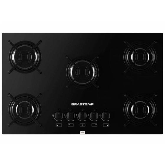 Cooktop Brastemp Ative! 5 Bocas Vidro Preto Chama Rápida Bivolt BDD75AE