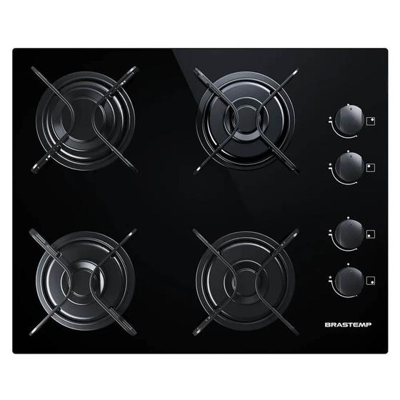 Imagem de Cooktop Brastemp Ative Chama Rápida 4Q Vidro Preto Bivolt