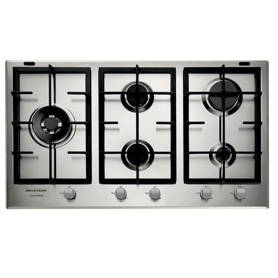 Imagem de Cooktop Brastemp Gourmand Inox 5 Bocas 90 cm a Gás BDK90