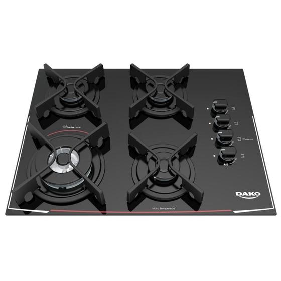 Cooktop com 4 Bocas Tripla Chama Glass Dako Cooktop Magazine Luiza