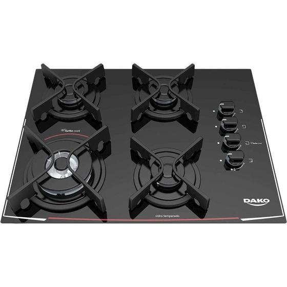 Cooktop Dako 4 Bocas Glass Pto V01 Dc4Vtz Ps0 V01 Gas Cooktop 4 Bocas Magazine Luiza