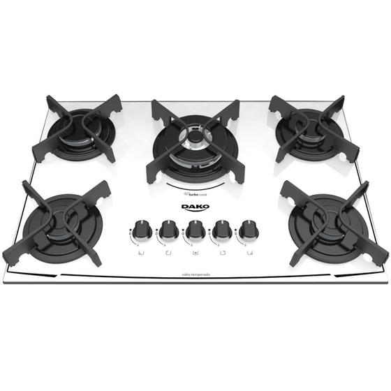 Cooktop Dako 5 bocas branco com acendimento superautomático Bivolt