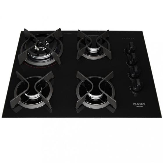 Cooktop Dako Supreme a Gás 4 Bocas Acendimento Automático e Tripla