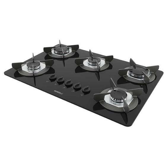 Imagem de Cooktop de Embutir 5 Bocas SAFE Nardelli Preto/Inox Bivolt