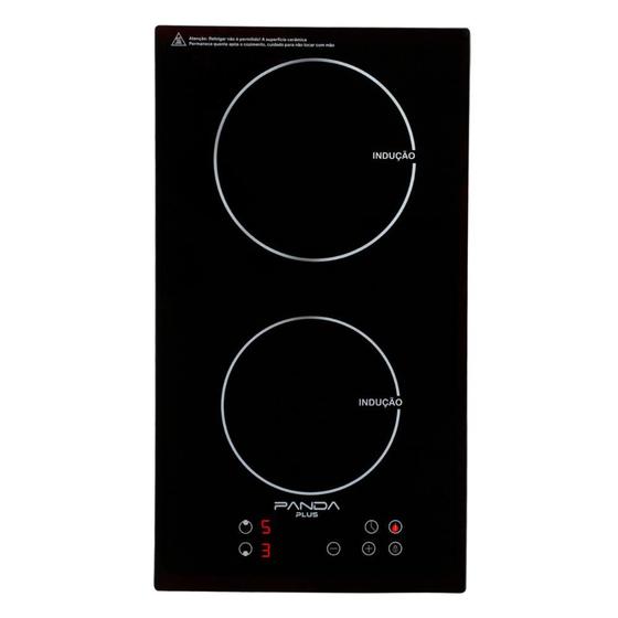 Imagem de  Cooktop de Indução 2 Bocas PandaPlus Preto 220V, Design Moderno e Compacto, Controle Digital, Proteção de Segurança e Ajuste de Temperatura