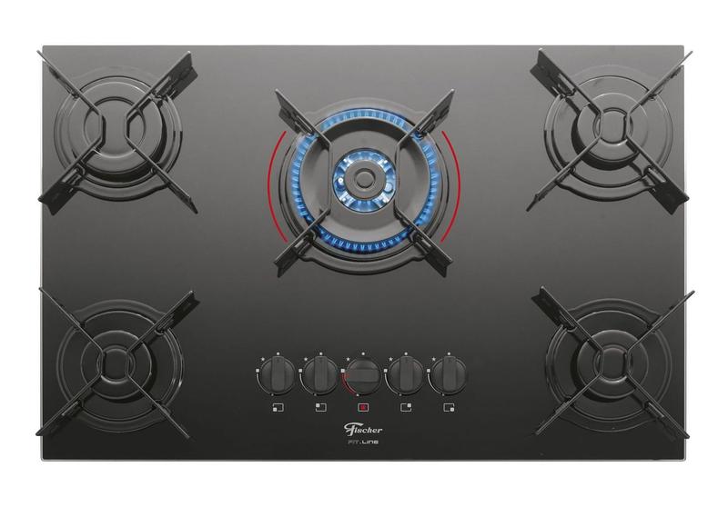 Imagem de Cooktop de Indução Fisher 5 Bocas Tripla Chama Fit Line Preto  Bivolt