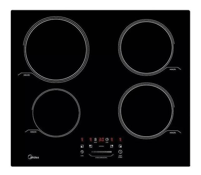 Cooktop de Indução Midea Painel Touch 4 Bocas Vitrocerâmica Painel Touch Preto 220V 60Hz Menor preço em Cooktop de Indução Midea Painel Touch 4 Bocas Vitrocerâmica Painel Touch Preto 220V 60Hz
