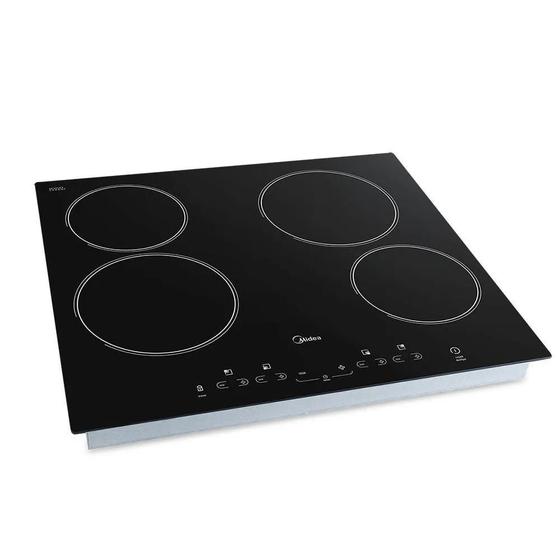 Imagem de Cooktop Elétrico Midea 4 Bocas com Mesa em Vitrocerâmico, Painel Touch e Timer Preto 220V