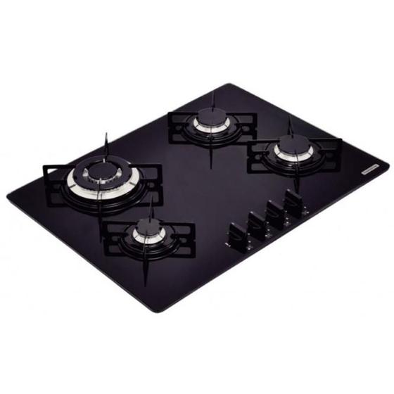 Cooktop em vidro temperado com 4 queimadores Brasil Trapézio 4GG TRI
