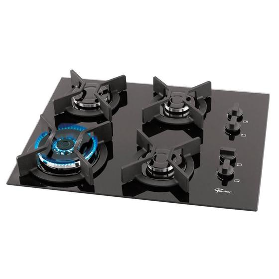 Imagem de Cooktop Fischer 4Q Tc Infinity Gás Mesa Vidro Preto Bivolt