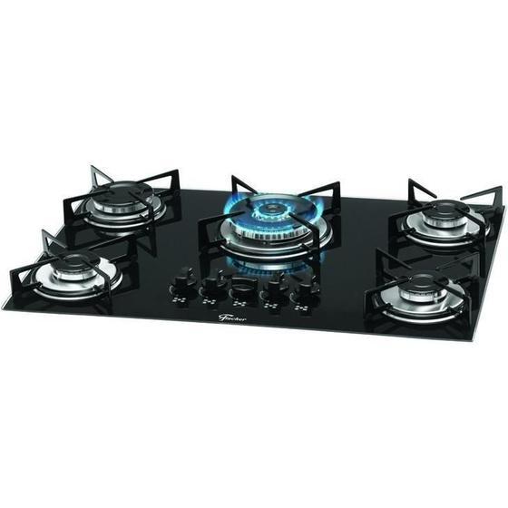 Imagem de Cooktop Fischer 5 Bocas 1743-5733, Tripla Chama, Preto