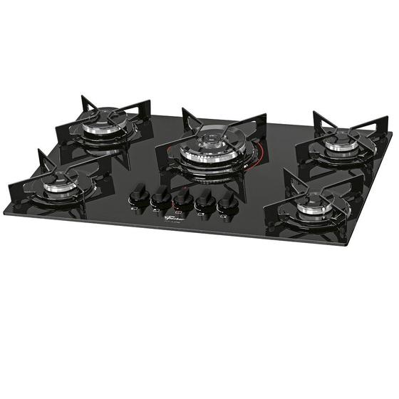 Cooktop Fischer 5 Bocas TC Fit Line Gás Mesa Vidro Menor preço em Cooktop Fischer 5 Bocas TC Fit Line Gás Mesa Vidro