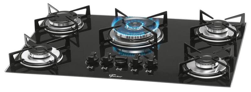 Imagem de Cooktop fischer 5 bocas tripla chama preto 1743.5733