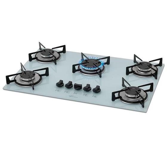 Cooktop Fischer 5Q Gas Mesa Vidro Branco Cooktop 5 Bocas Magazine