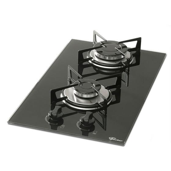 Imagem de Cooktop Fogão Fischer 2Q Gás Mesa Vidro Preto Bivolt