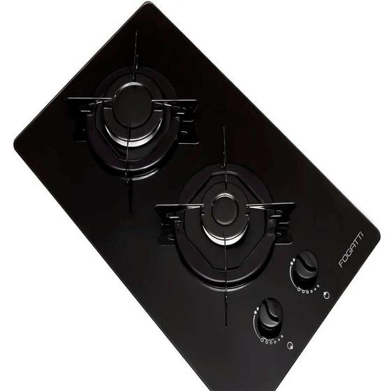 Cooktop Fogatti 2Bcs Flange Esmaltado Preto Bivolt Cooktop 2 Bocas